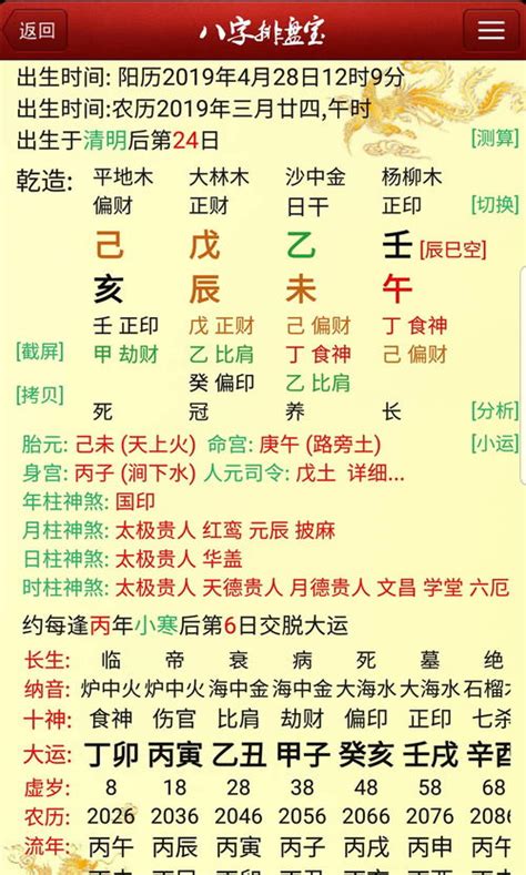 八字图|八字命盤排盤